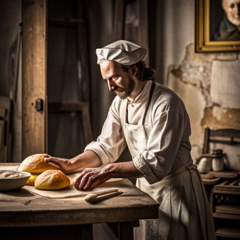Colonial man making sourdough