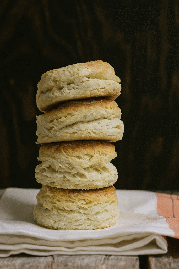 Stacked sourdough biscuits