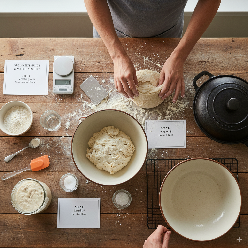 Items for baking sourdough bread