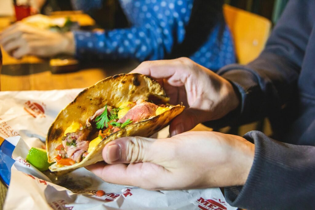 Homemade tortillas in a taco